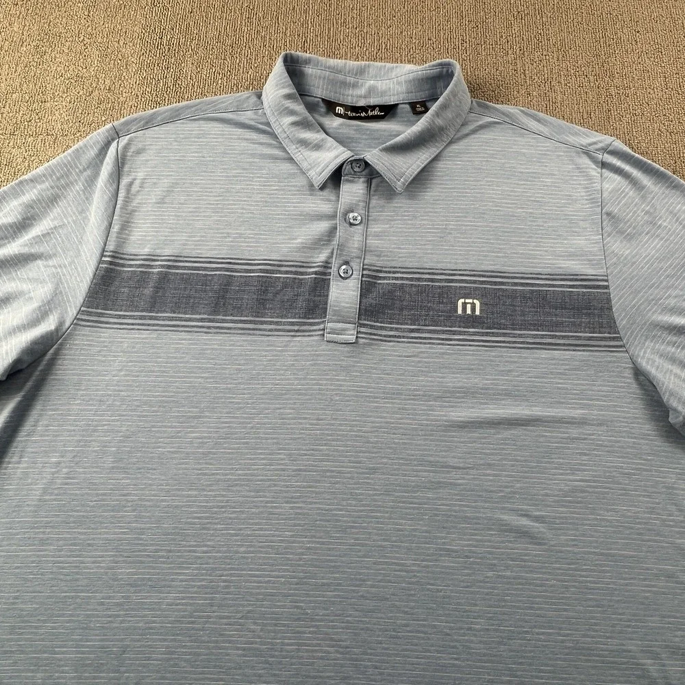 Travis Mathew Polo Shirt Extra Large Blue Short Sleeve Golfing Casual Mens